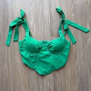 Green corset top with tie Size M